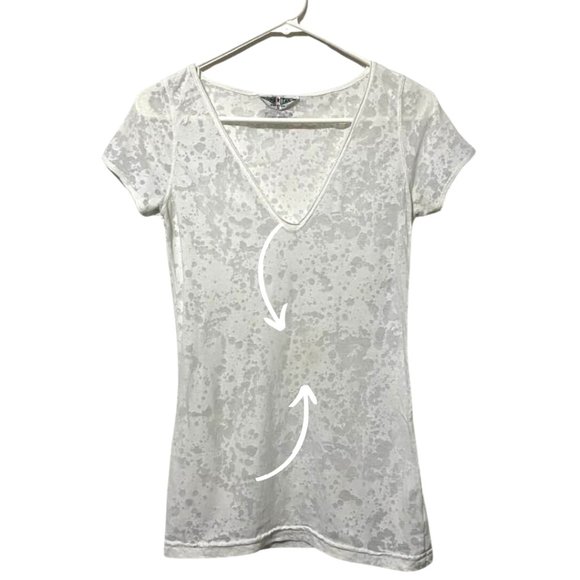 Hard Tail Forever V-Neck T-Shirt | White Burnout Top | Logo Back | Size S Small - Picture 11 of 14